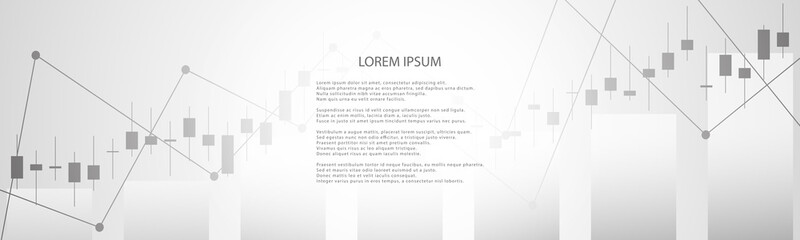 Stock market graph or forex trading chart for business and financial concepts, reports and investment on grey background . Vector illustration