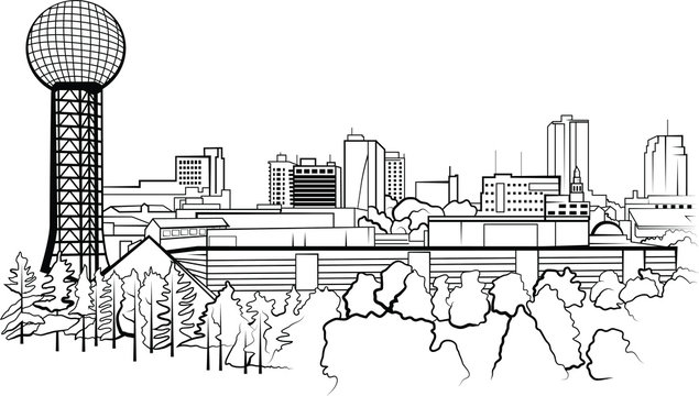 Knoxville, Tennessee City Skyline Vector Illustration