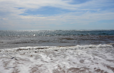 Blue sea ocean and sky abstract background horizon over view summer relaxing time.