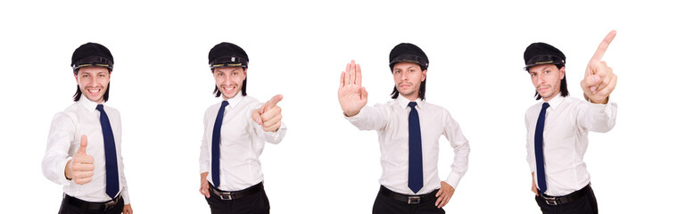 Funny pilot isolated on white © Elnur