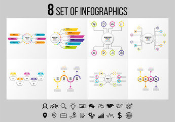 Fototapeta na wymiar Set 8 Of Infographics Elements Vector Design Template. Business Data Visualization Infographics Timeline with Marketing Icons most useful can be used for workflow, presentation, diagrams, reports