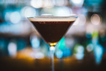 Espresso coffee martini on the bar desk