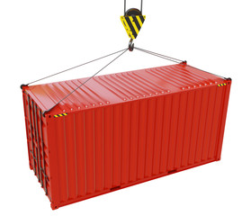 Cargo container with hook isolated on white