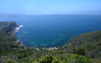 North Head and South Head view from Dobroyd Head lookout in Sydney Harbour.