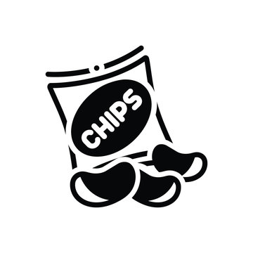 Black Solid Icon For Potato Chips 