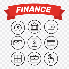 Finance thin icons. Finance icons line style vector