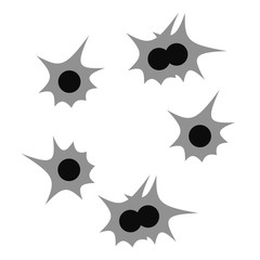 Bullet holes. Bullet abstract art. Black bullet vector broken
