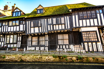 Late medieval houses in Hastings Old Town, East Sussex, England