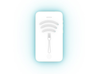 Wifi symbol creative idea layout made of fork with pencil on smartphone. minimal surrealism art and Internet technology /networking concept.