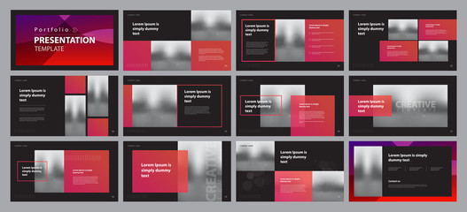 business presentation design template with page layout design for brochure , annual report , portfolio, book , company profile , and  proposal with info graphic elements  - obrazy, fototapety, plakaty
