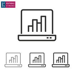 Data analysis line icon on white background. Editable stroke.