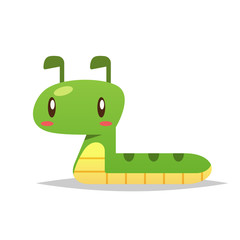 Cartoon caterpillar vector isolated illustration