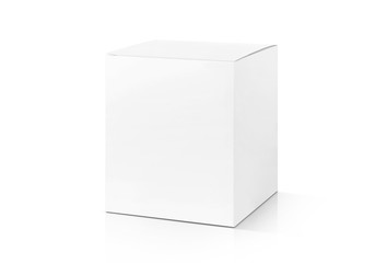 white cardboard box isolated on white background - obrazy, fototapety, plakaty