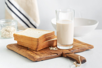 Brunch breakfast Oat milk bread toasts Healthy breakfast
