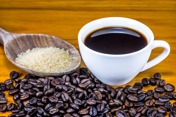 The Coffee Cup With Wooden Background