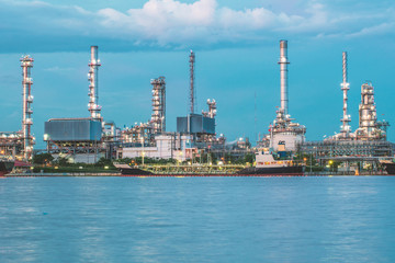 Fototapeta na wymiar Oil refinery factory at twilight Bangkok Thailand