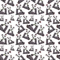 Panda on seamless pattern
