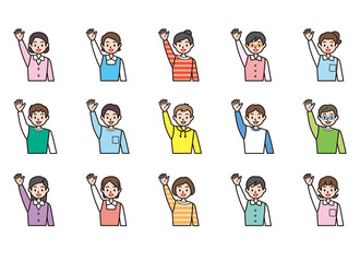 手をあげて発言するこどもたち2