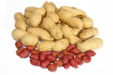 Peanuts on white background
