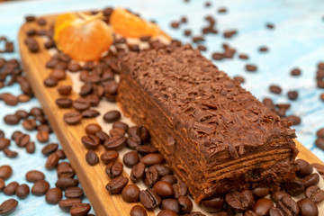 Fototapeta na wymiar Fresh chocolate cake.