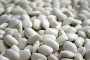 Lots of white large beans, background. Useful legumes