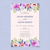 wedding invitation with pretty flower watercolor border