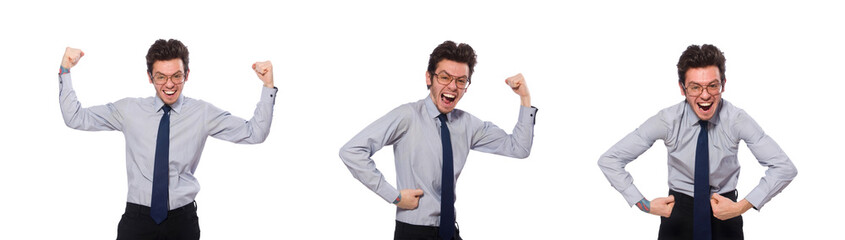 Young employee isolated on white