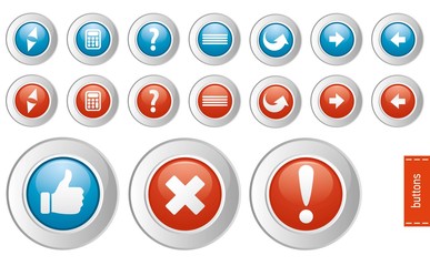 set of red and blue buttons	