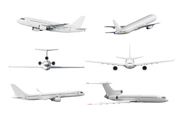 Set of airplane isolated from the white background