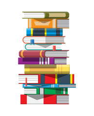 Pile of books. Reading education, e-book, literature, encyclopedia. Vector illustration in flat style