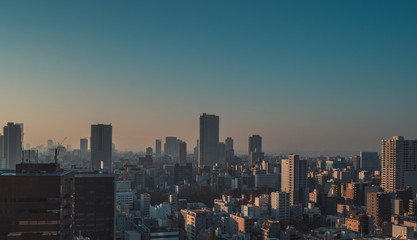 Naklejka premium Landscape city at sunrise.