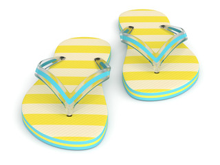 3d render of flip flops over white