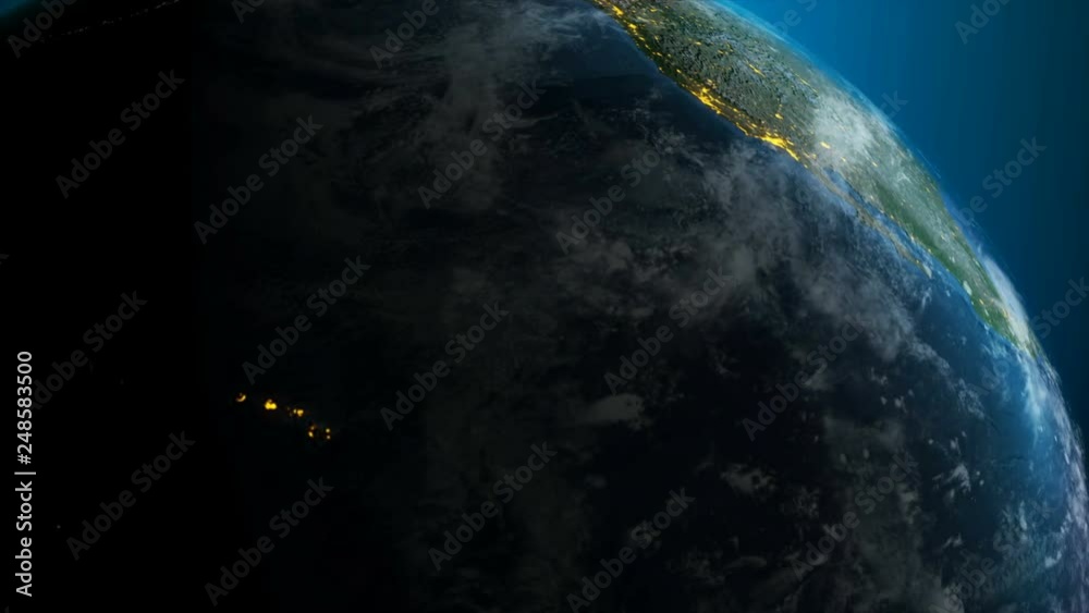 Poster 3d rendering globe spinning and orbit in the universe with lighting effect and dark grain processed 