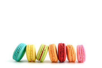 Colourful macaroon on white background.