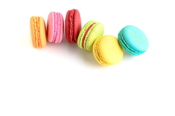 Colourful macaroon on white background.