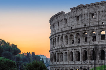 Rome street near Colosseum in calm sunny morning , Rome, Italy