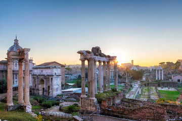 Obraz premium Rome at Sunrise. Beautiful view of the Roman Forum in Rome, Italy