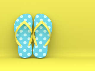 3d render of flip flops over yellow