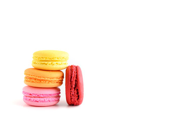 colorful macaroons isolated on white background
