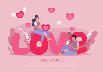 Love Couple Flat Background