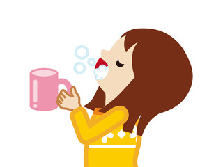 Toddler girl gargling with water for prevent cold