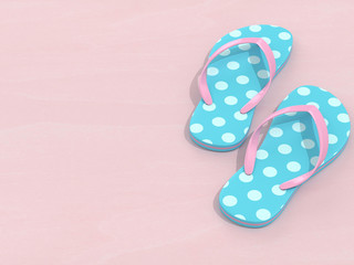 3d render of flip flops over pink background with place for text