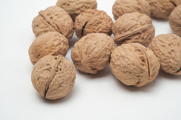 Walnut on a white scene