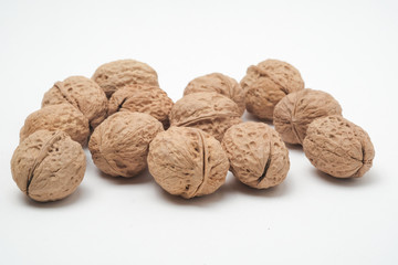 Walnut on a white scene