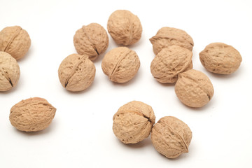 Walnut on a white scene