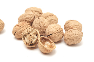 Walnut on a white scene