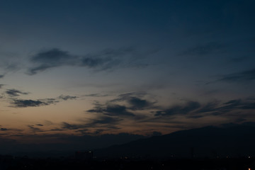 twilight sunset sky above the city