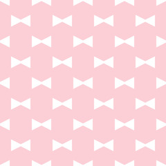 Seamless pattern of white bow on pink background.