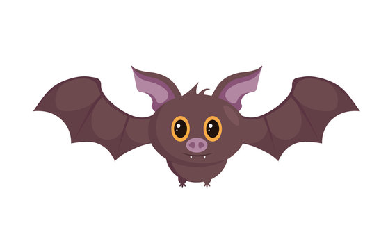 Vector graphics - bat, illustration of cute Halloween cartoon isolated on white background.
