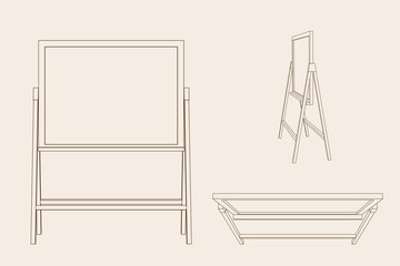 Empty chalkboard. Vector outline illustration.